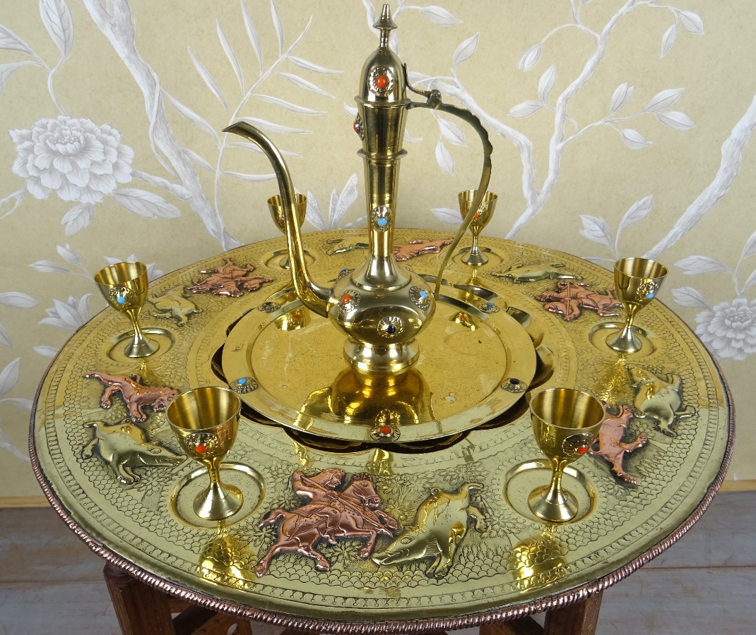 Persian foldable table with complete brass tea service (2).JPG